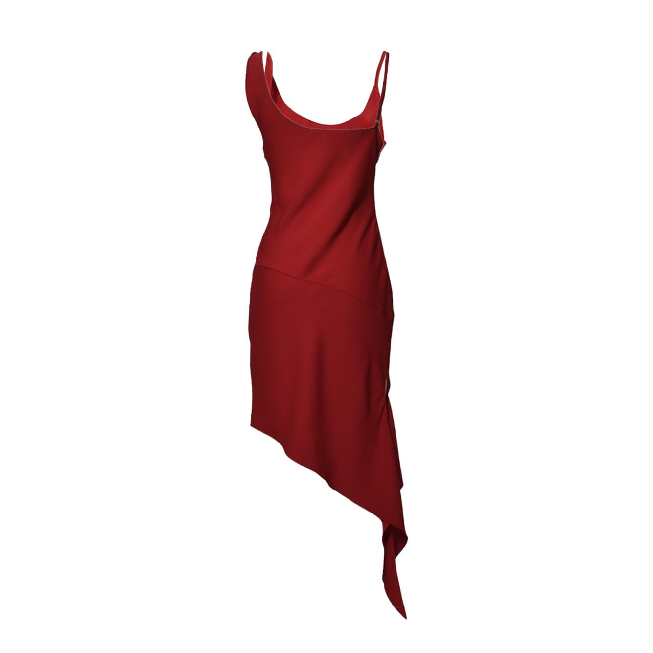 Abito Scarf in crepe rosso Courrèges