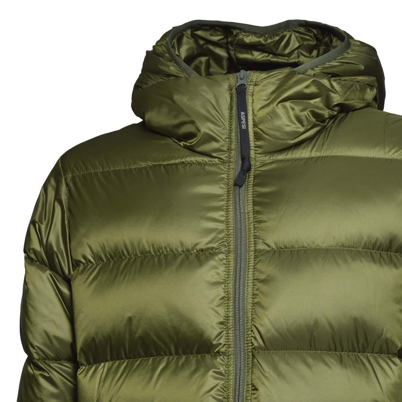 Piumino Budd in tessuto satinato verde Aspesi