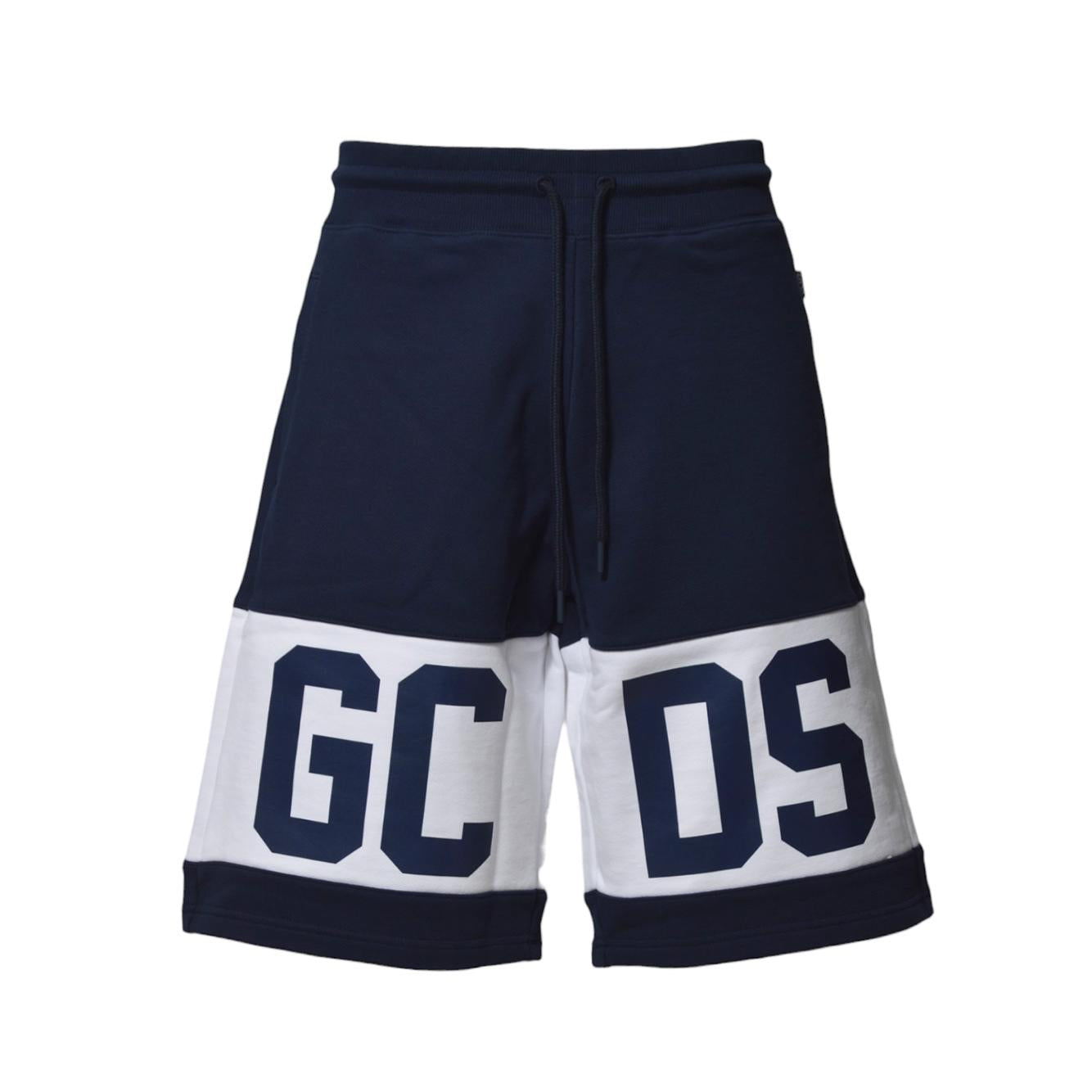 Bermuda Band Logo in cotone blu scuro GCDS