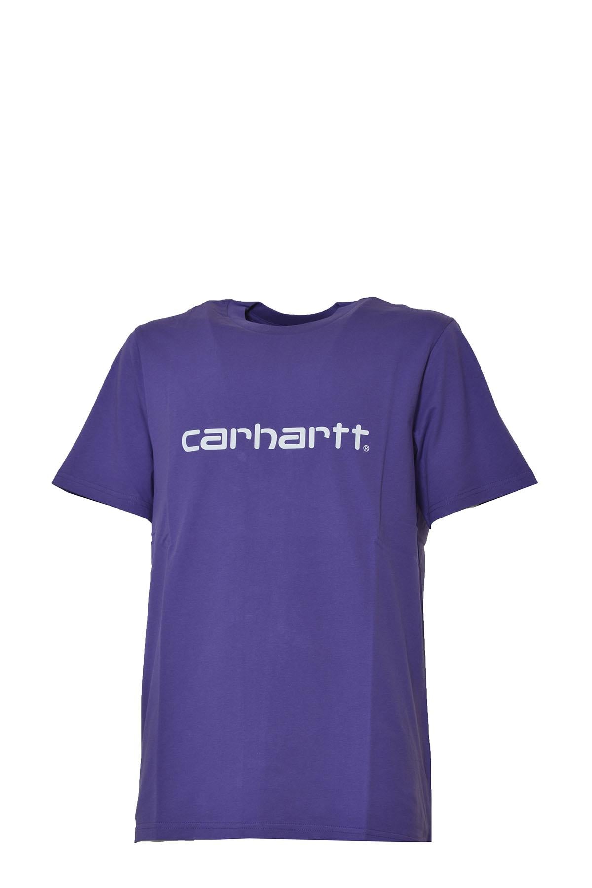 T-shirt Script in cotone viola e logo Carhartt Wip