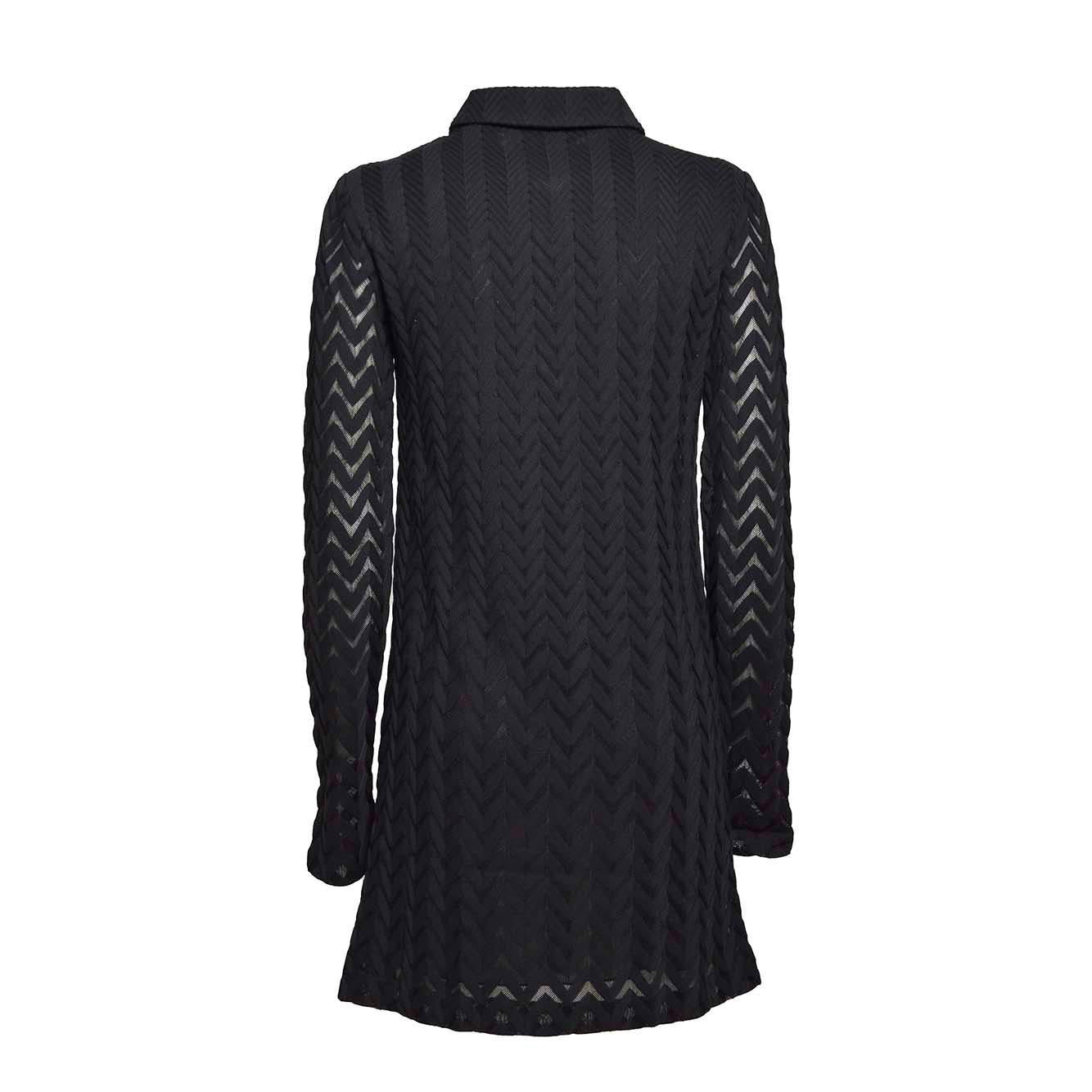Mini-abito polo in cotone e viscosa nero chevron Missoni