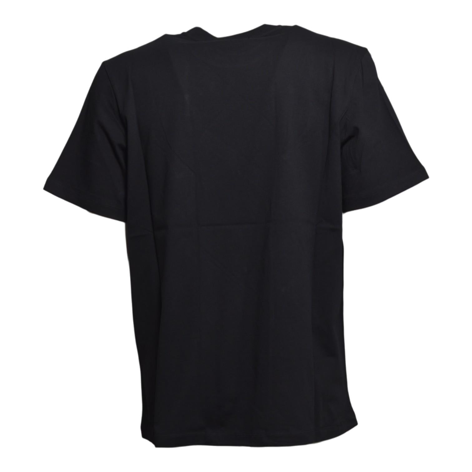 T-shirt in cotone nero con stampa mini logo MSGM