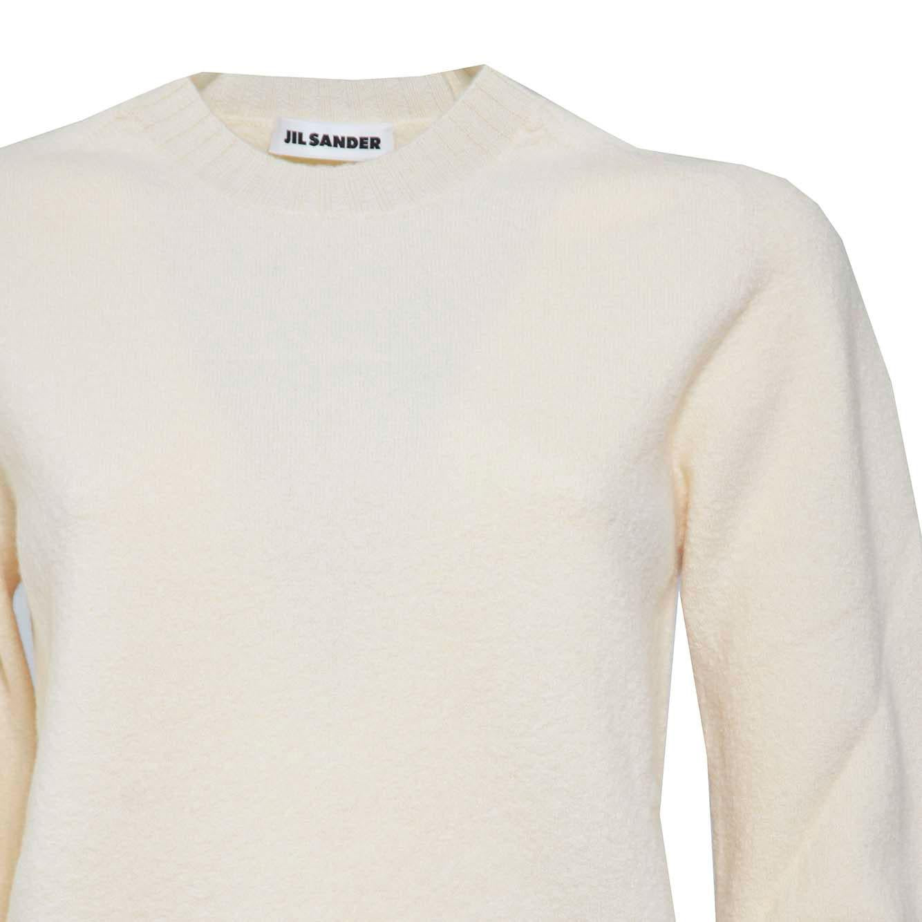 Pullover girocollo in lana panna Jil Sander