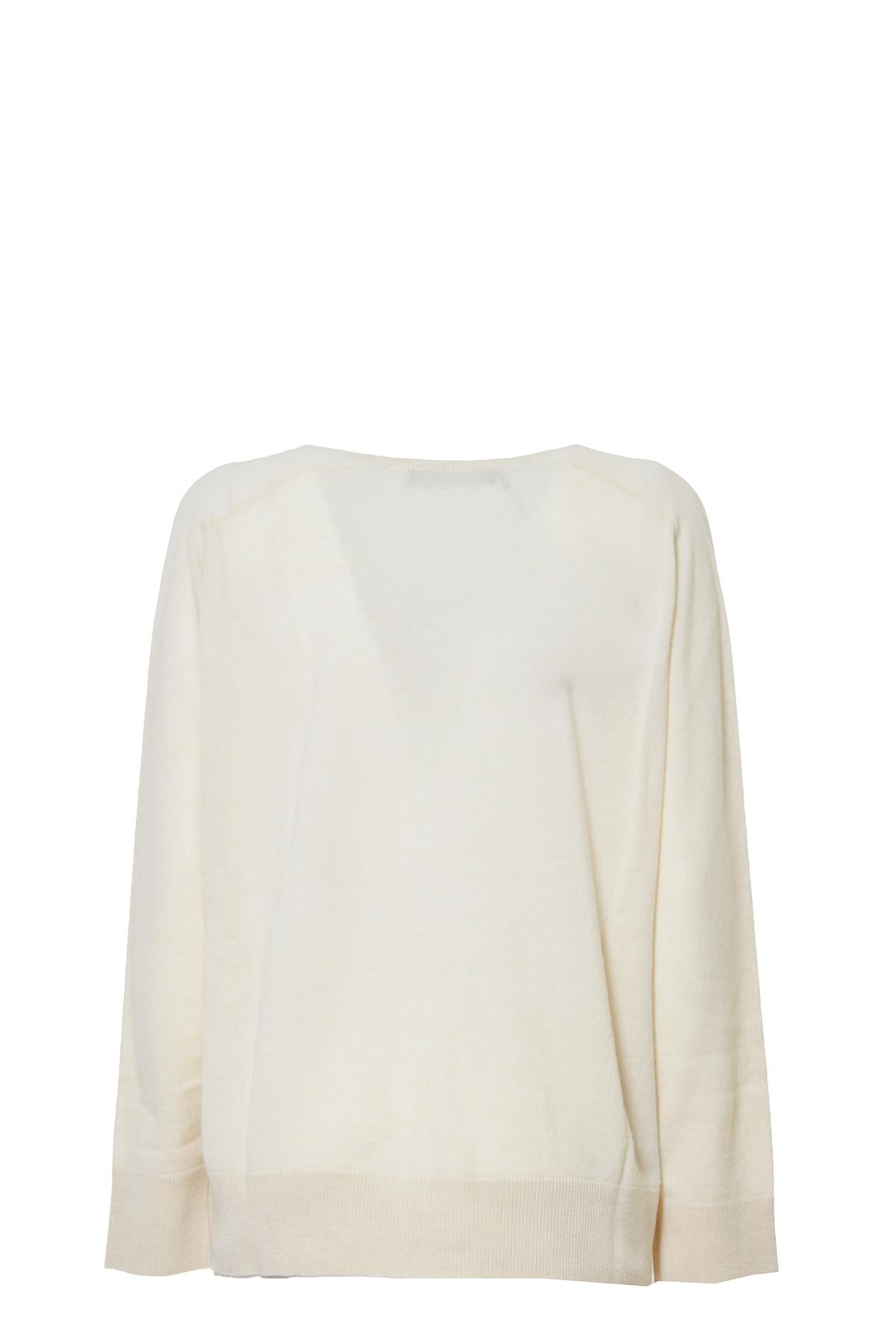 Pullover in lana e cashemire bianco latte con fiocco Phisique du Role