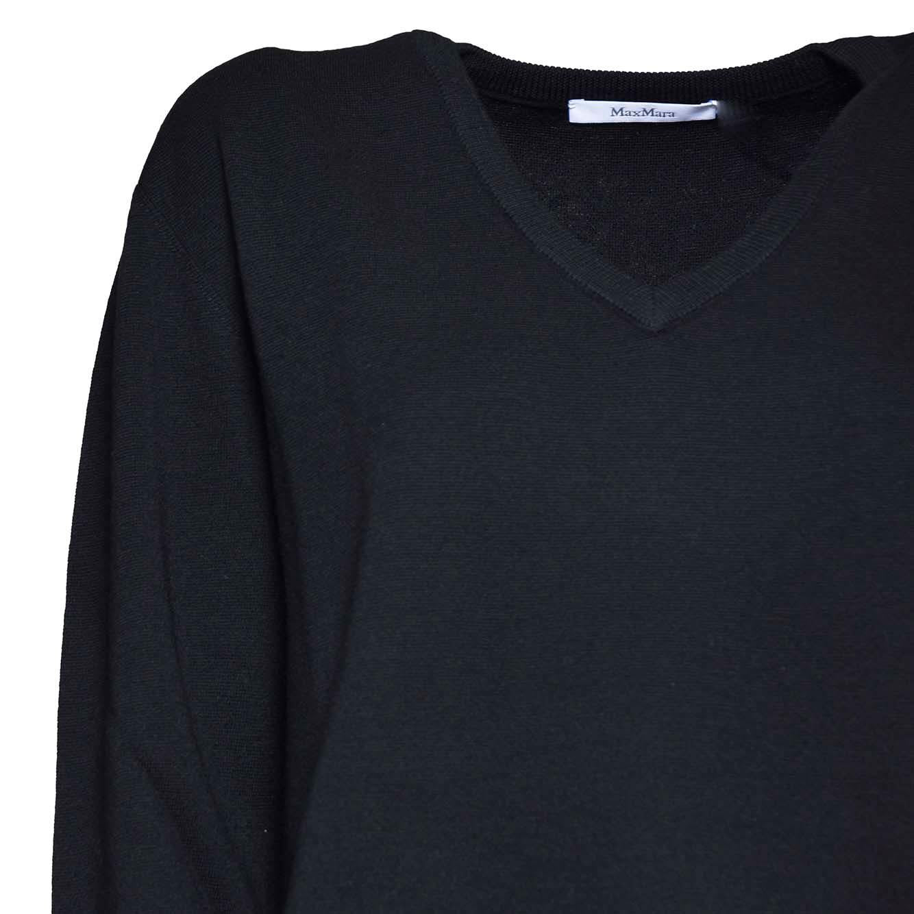 Pullover Pevera scollo a V in lana nera Max Mara