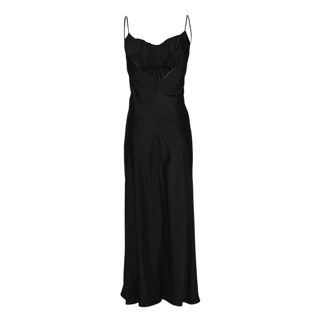 Abito midi sottoveste in raso di viscosa nera Jil Sander
