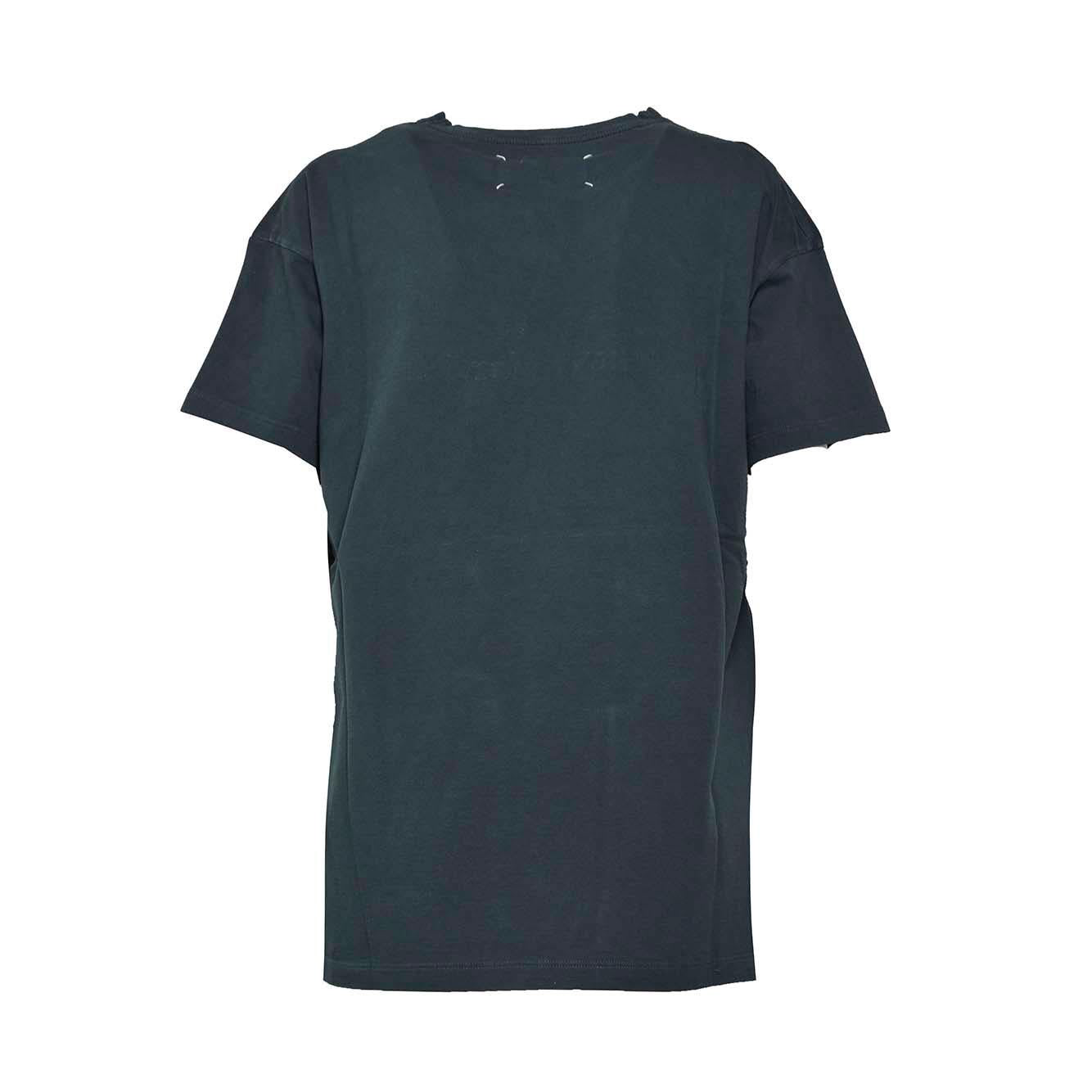 T-shirt in cotone grigio con logo inverso Maison Margiela