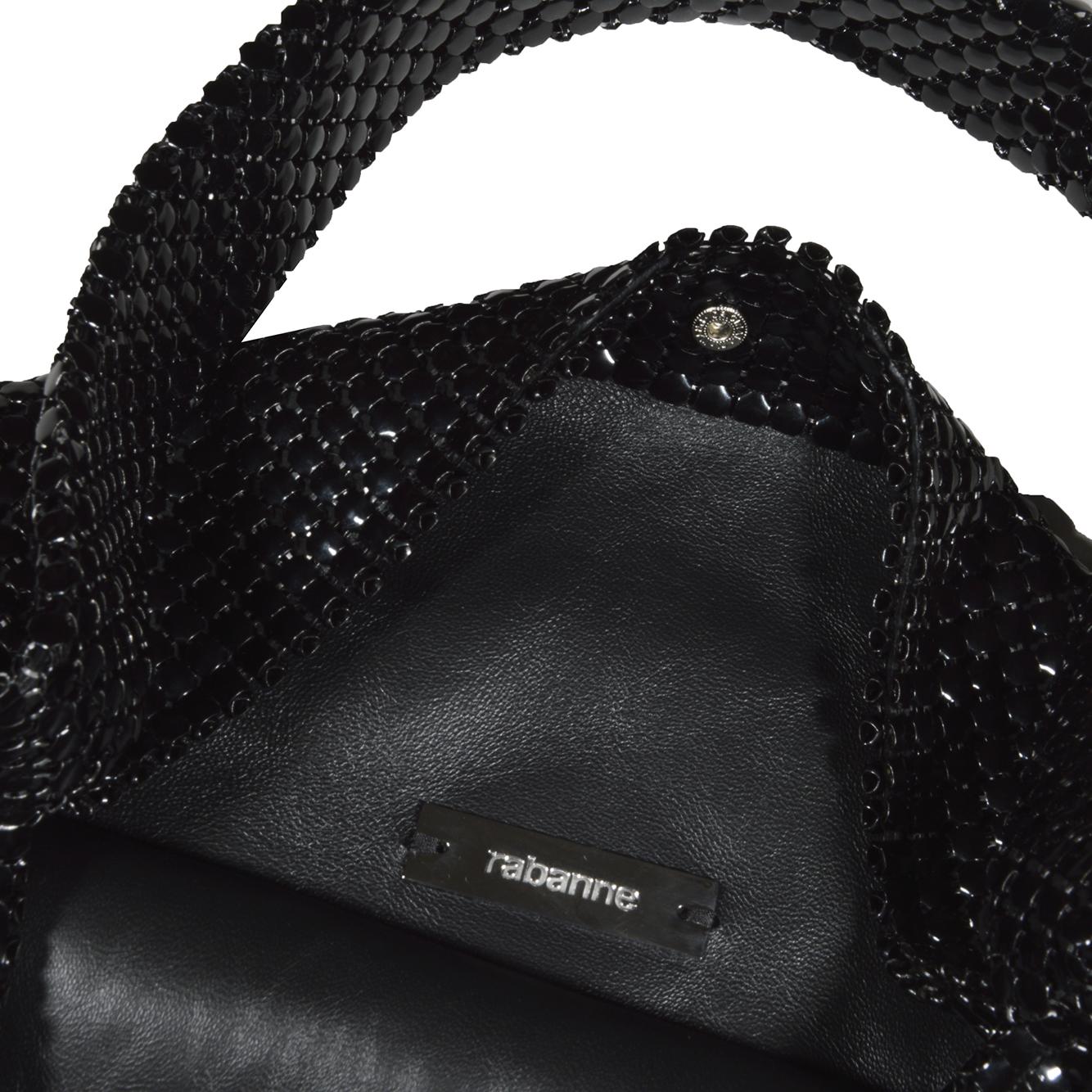 Borsa a mano Pixel media in maglia metallica nera Rabanne