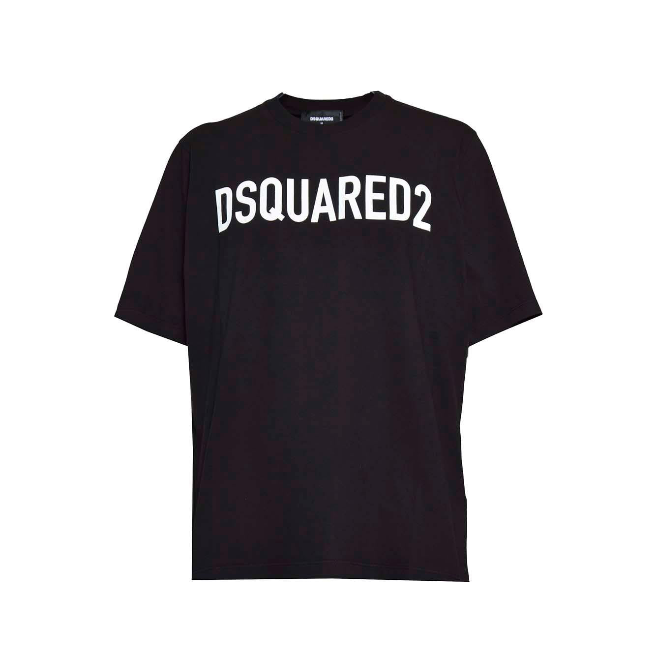 T-shirt Loose Fit in cotone nero stampa logo Dsquared2