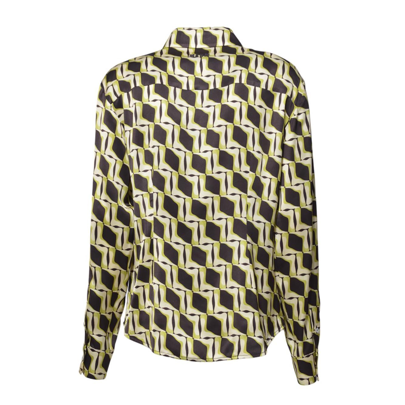 Camicia in raso viscosa stampata multicolore MSGM