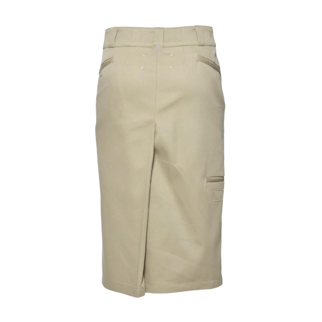 Gonna midi in twill di cotone beige Maison Margiela