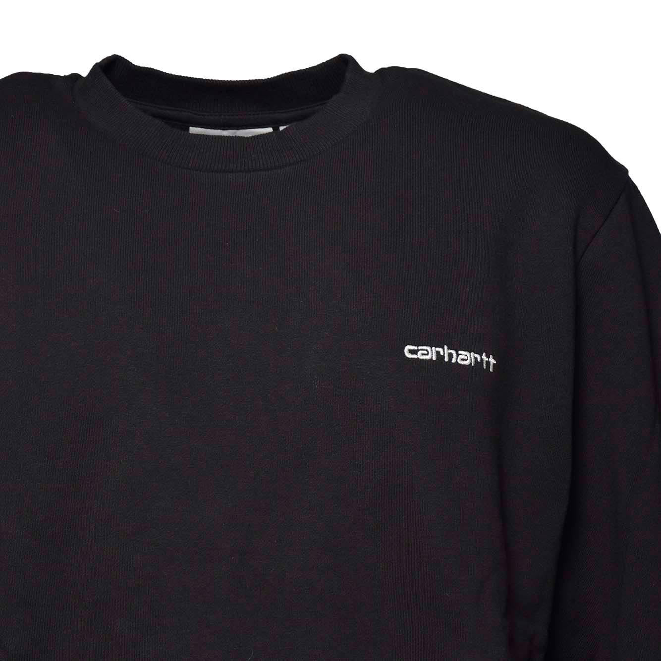 Felpa Script Embroidery girocollo in cotone nero Carhartt Wip