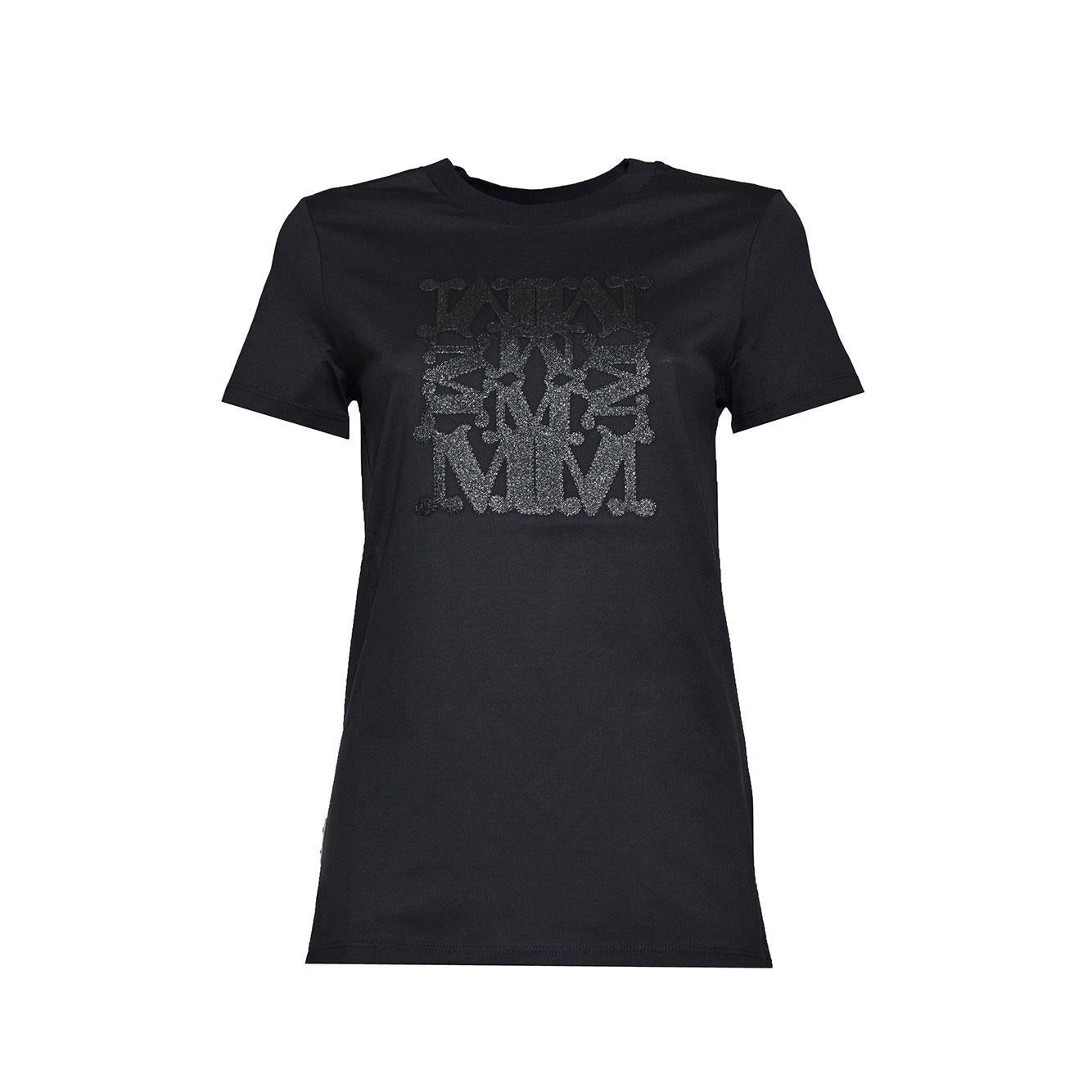 T-shirt Taverna in cotone nero con ricamo logo Max Mara