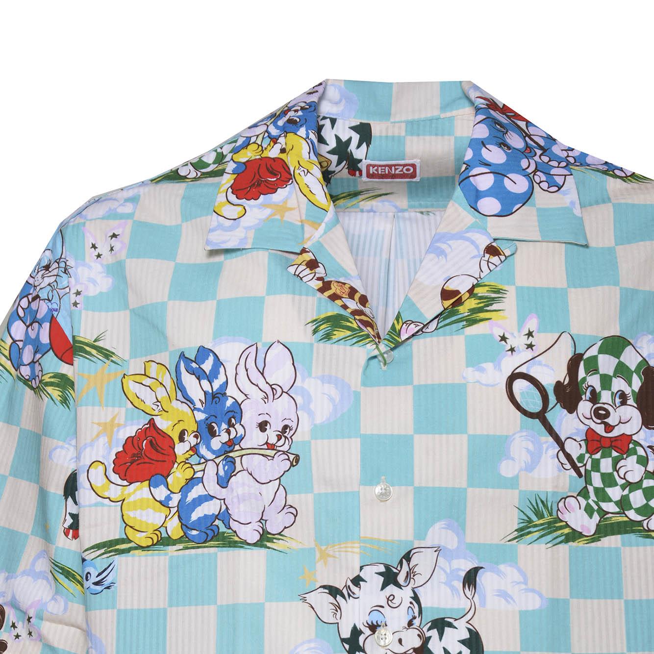kenzo cartoon hawaiian short sleeve shirt