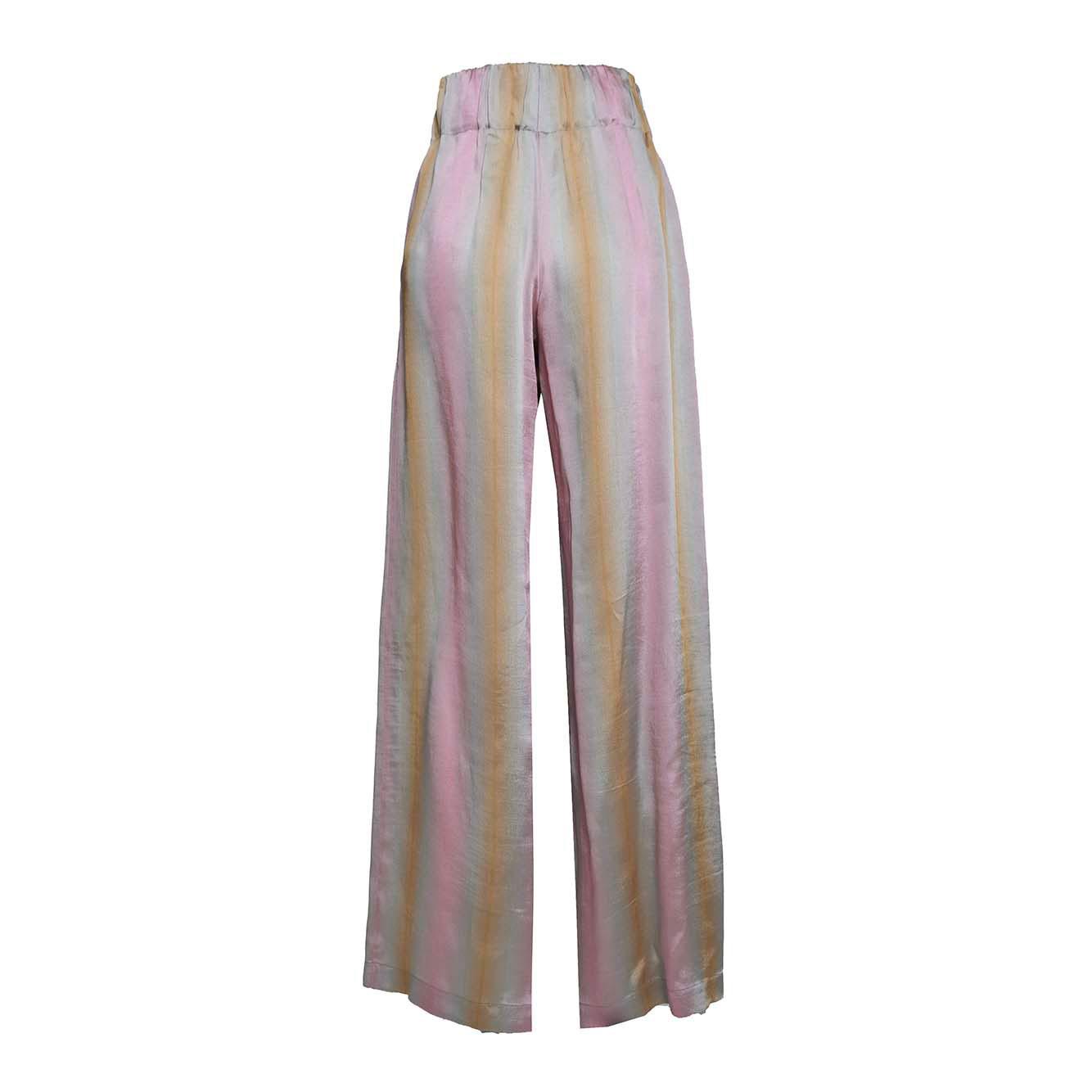 Pantalone ampio in saglia di viscosa e seta multicolore Aspesi