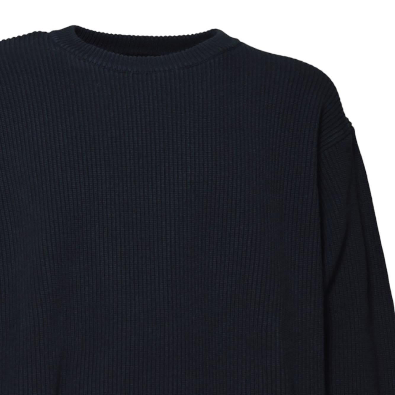 Pullover over girocollo in cotone a coste blu Jil Sander