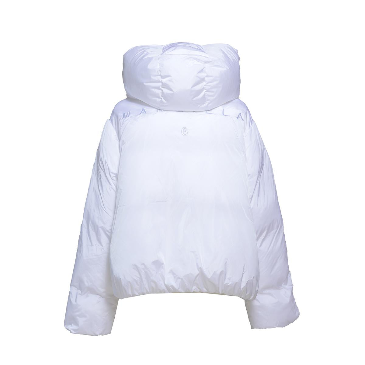 Piumino corto bianco con cappuccio e logo MM6 Maison Margiela Junior