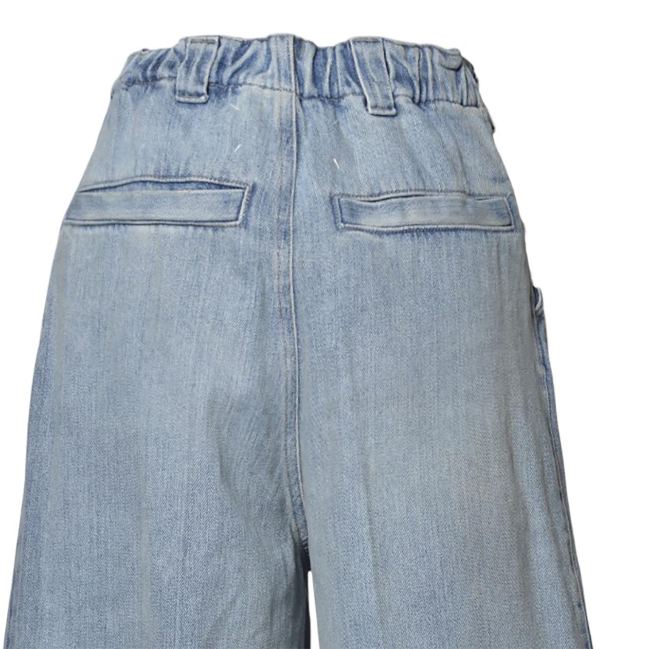 Jeans con pieghe in denim blu vintage Maison Margiela