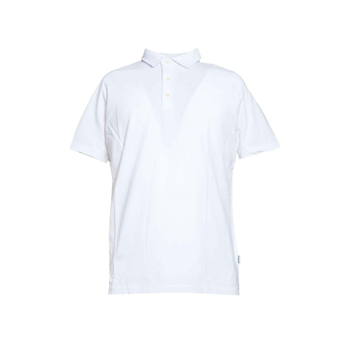 Polo in cotone bianco a maniche corte Aspesi