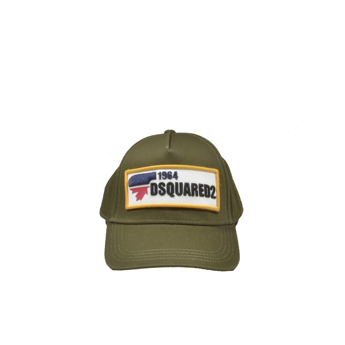 Cappello D2 1964 in cotone verde con ricamo Dsquared2 Junior