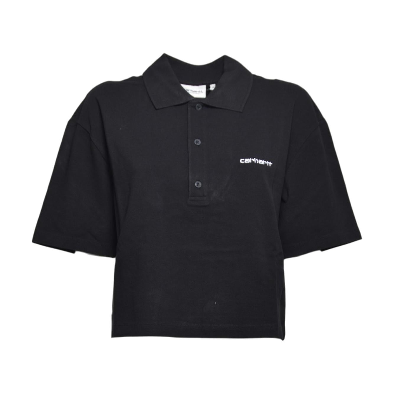 w' s/s carhartt script polo ts cotton garment washed piqué