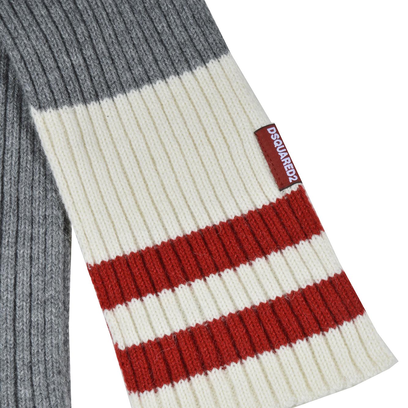 Sciarpa in misto alpaca e lana grigio con motivo a righe Dsquared2