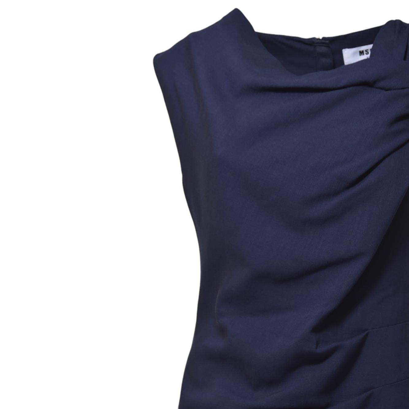 Abito corto in viscosa blu con drappeggio MSGM