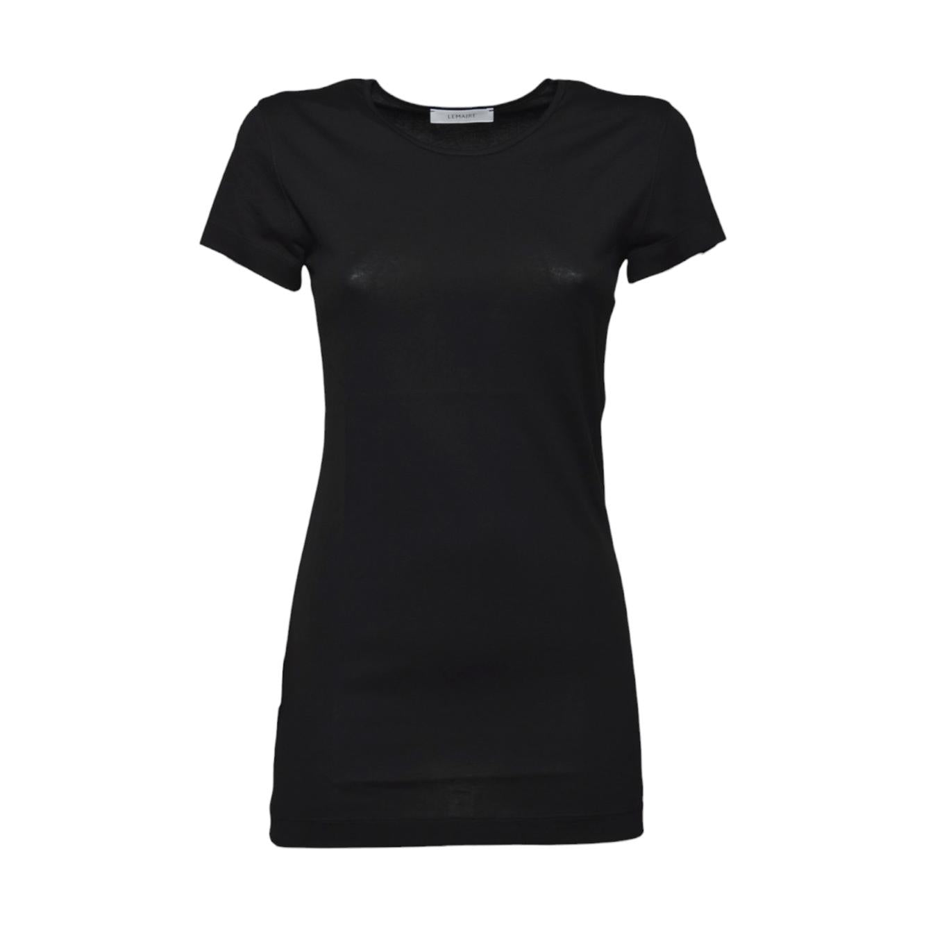 T-shirt lunga in cotone nero Lemaire