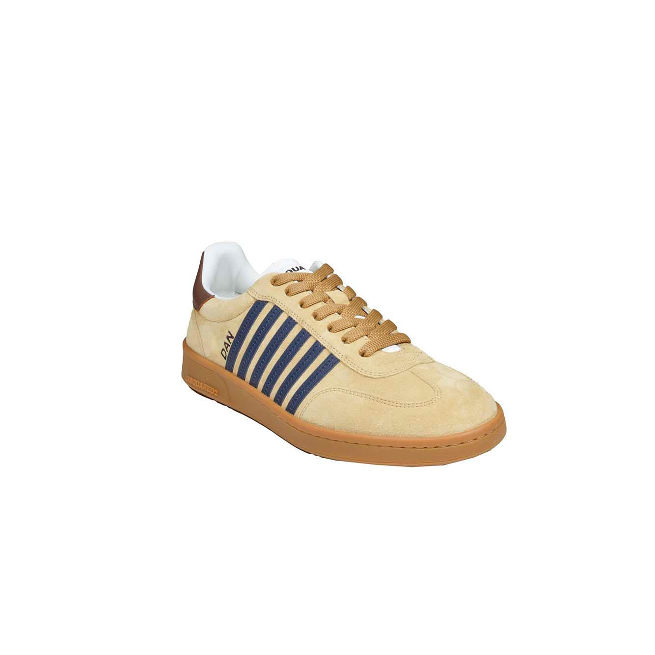 Sneakers Boxer in pelle scamosciata beige Dsquared2