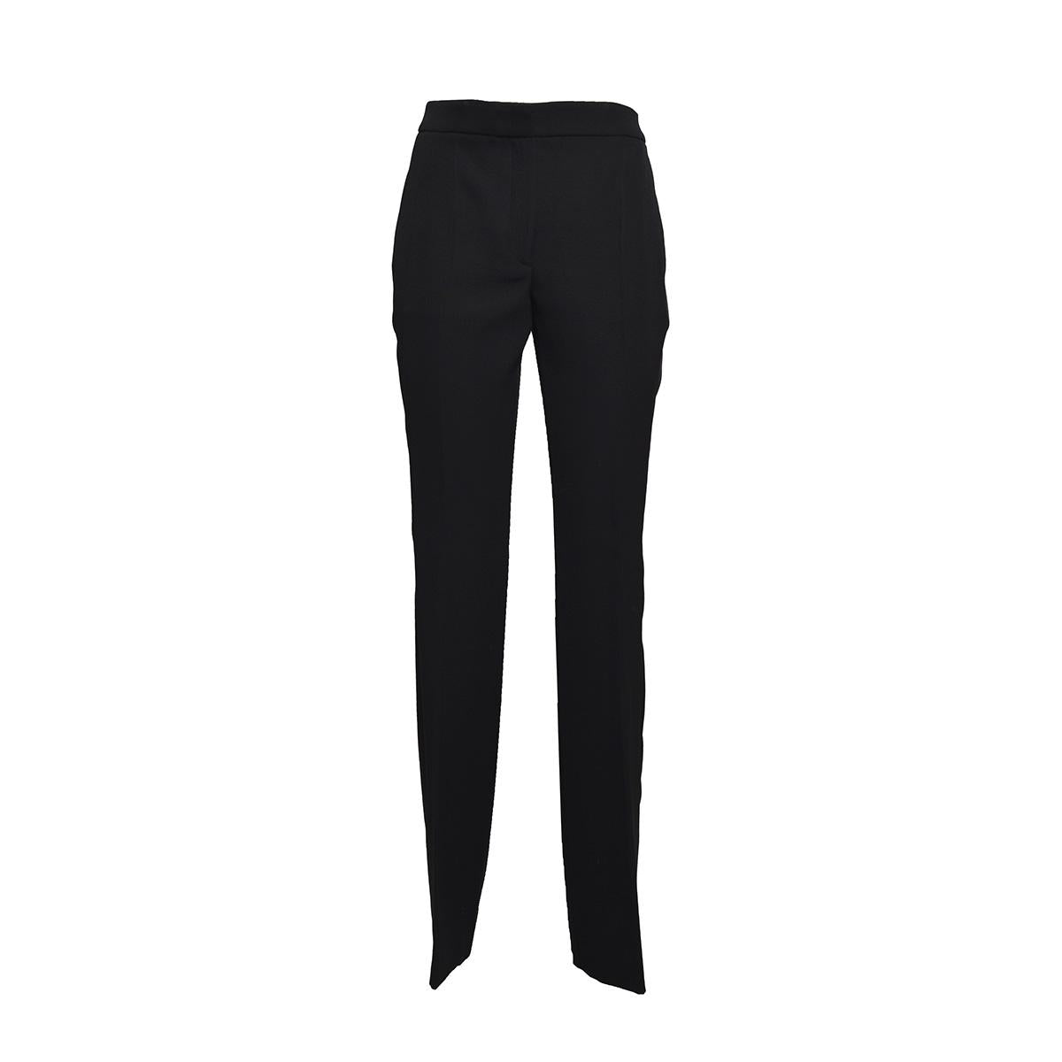 Pantalone sartoriale in lana vergine nero con banda satinata Moschino