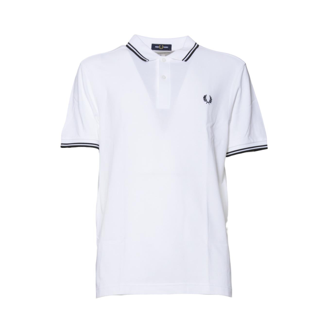 Polo in maglia di cotone bianco con righe Fred Perry x Comme des Garçons Shirt