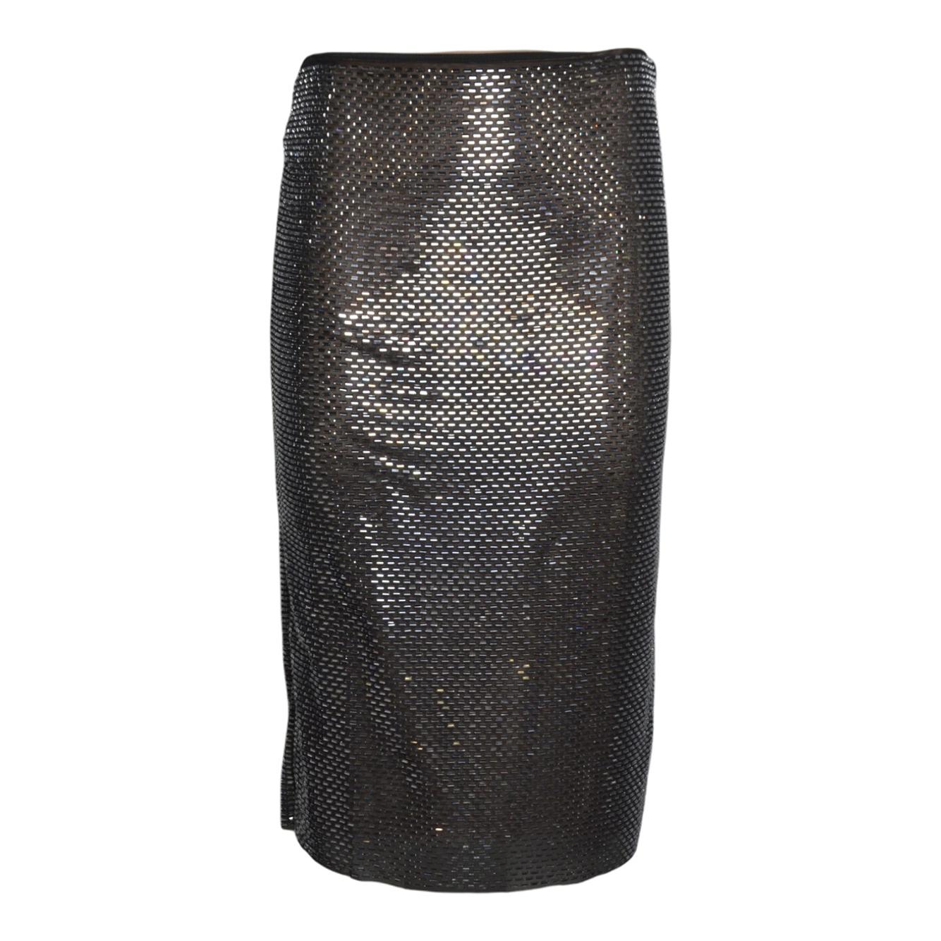 gunmetal rhinestone midi skirt