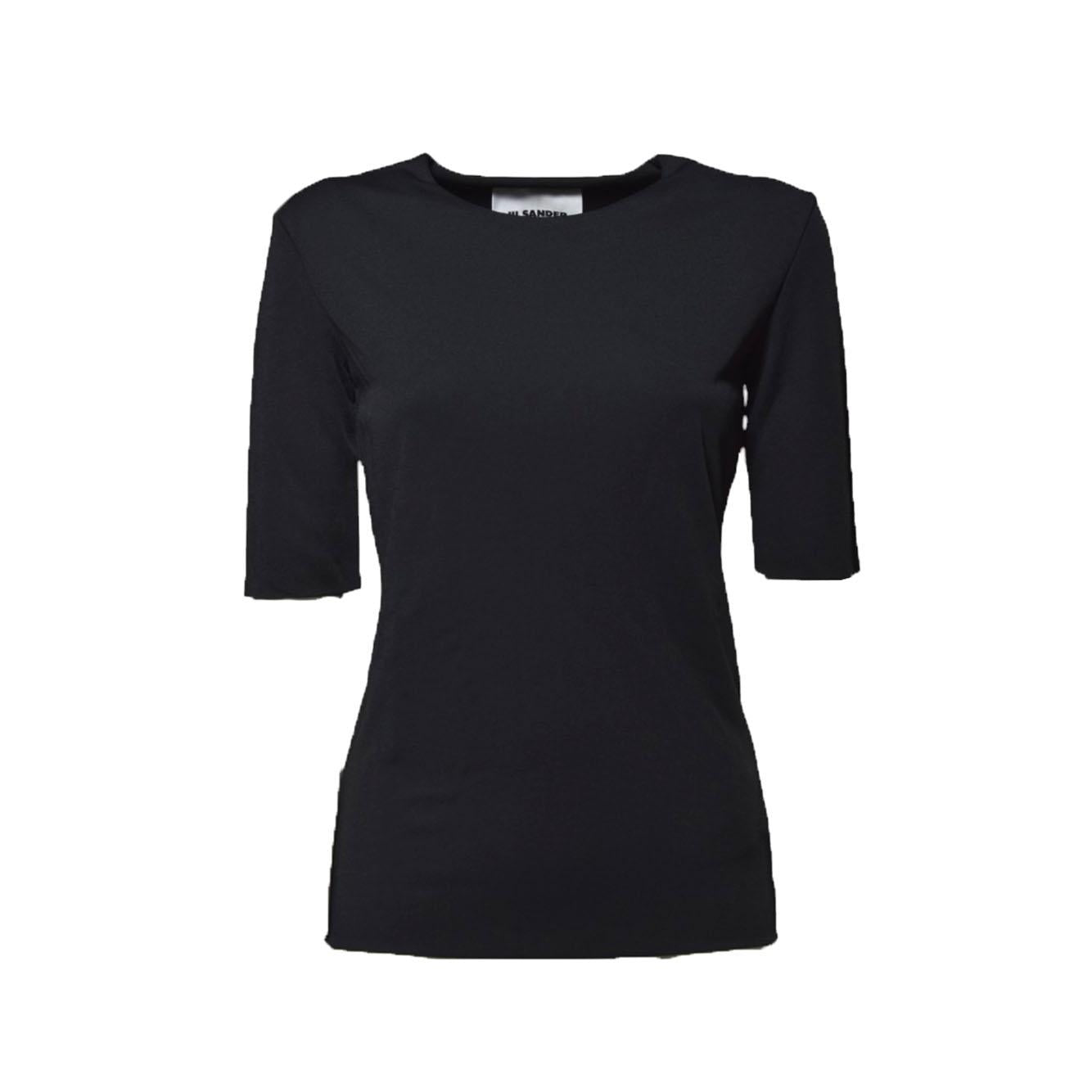 Top maniche corte in viscosa fluida nera Jil Sander