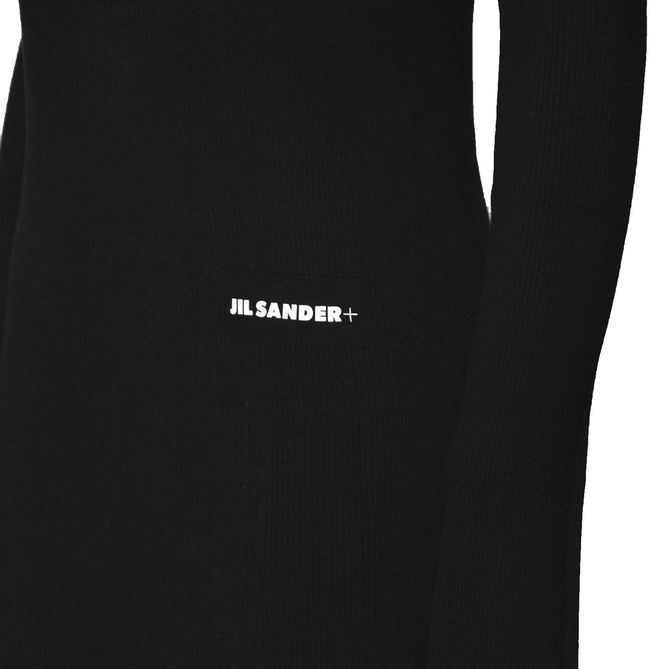 Abito lungo in cotone nero con cappuccio Jil Sander