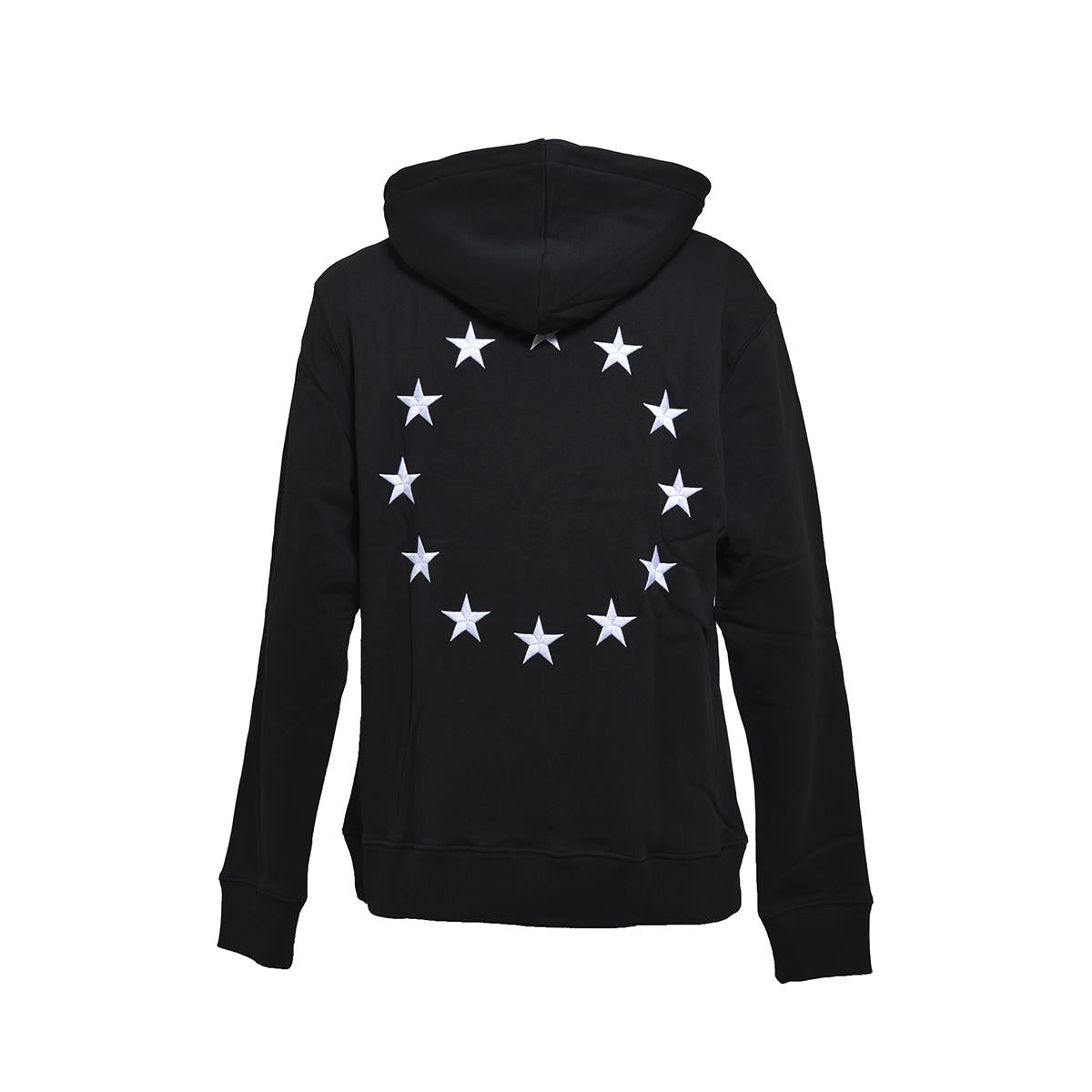 Felpa con cappuccio Klein Europa in cotone nero ricamo stelle Etudes