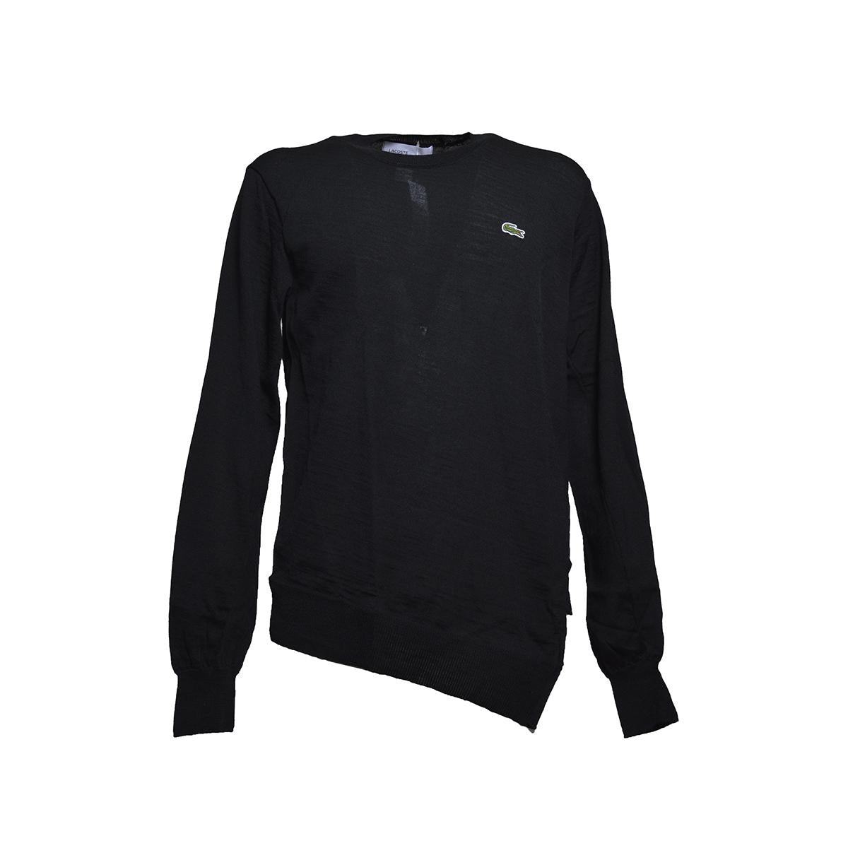 Pullover girocollo in lana nero con patch logo Comme des Garcons Shirt x Lacoste
