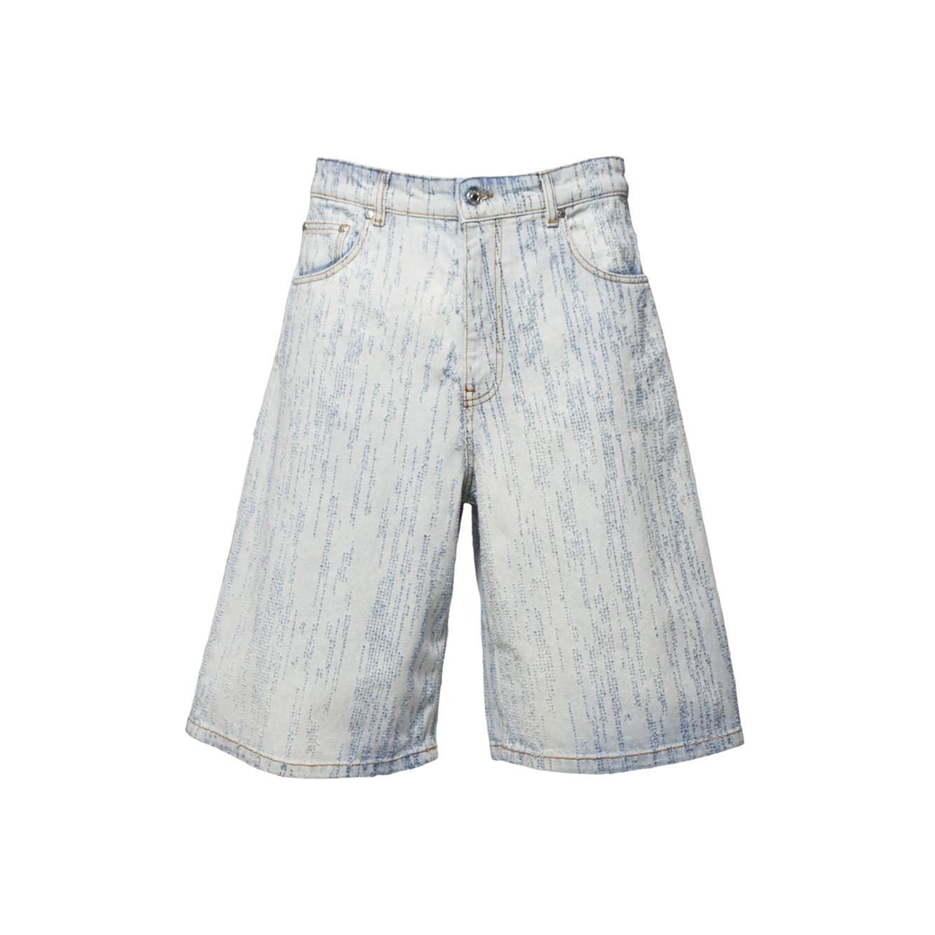 Bermuda in denim azzurro con motivo rilievo MSGM