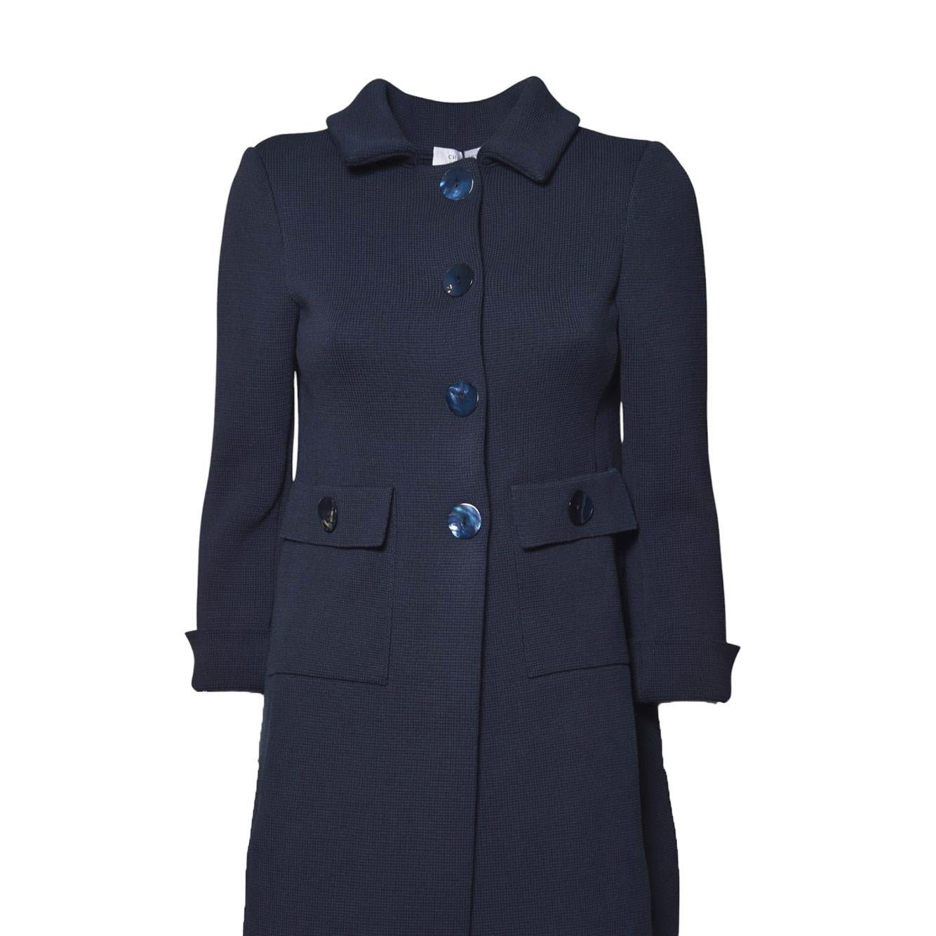 Cappotto corto monopetto in maglia di cotone blu Charlott