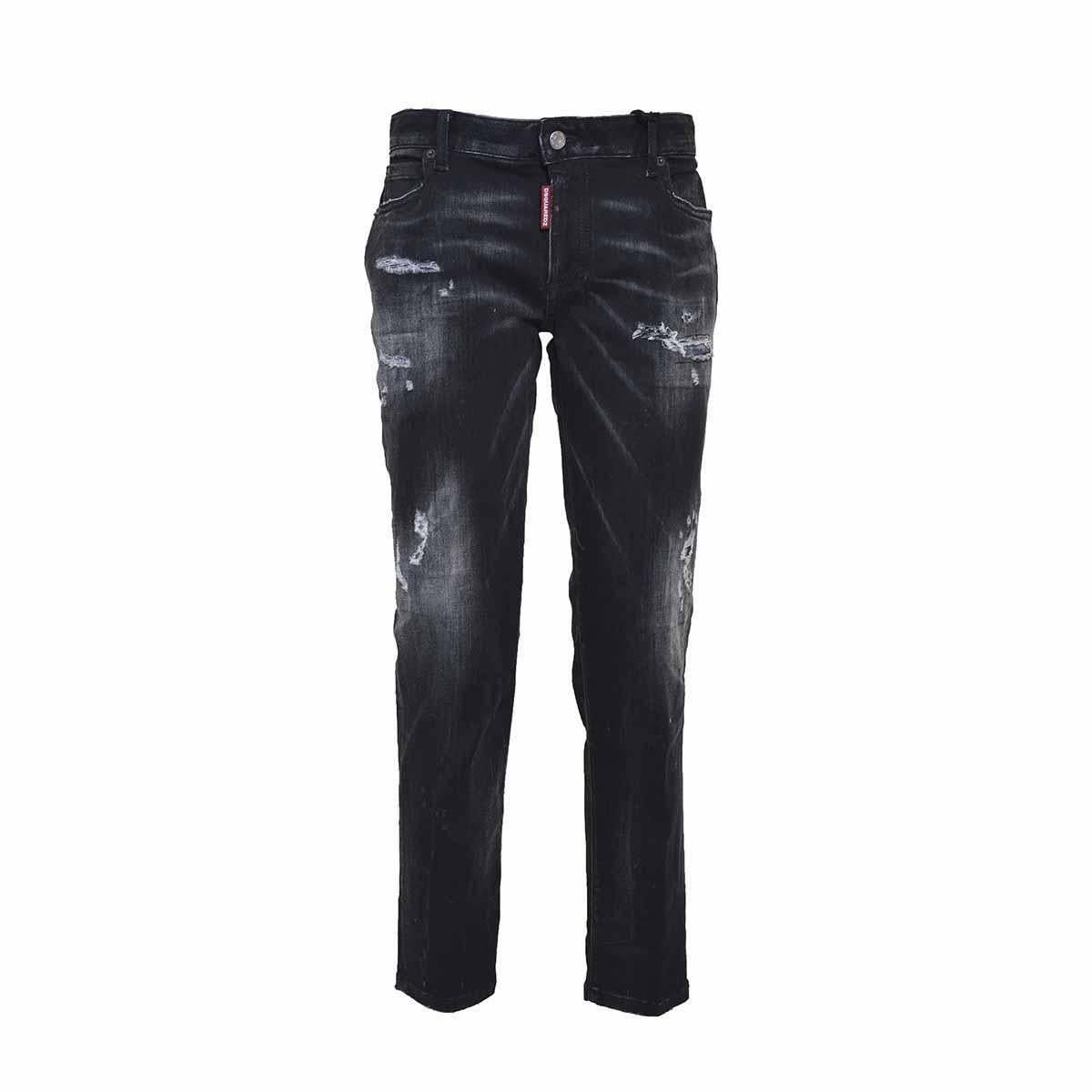 Jeans cropped Twiggy vita media nero Dsquared2
