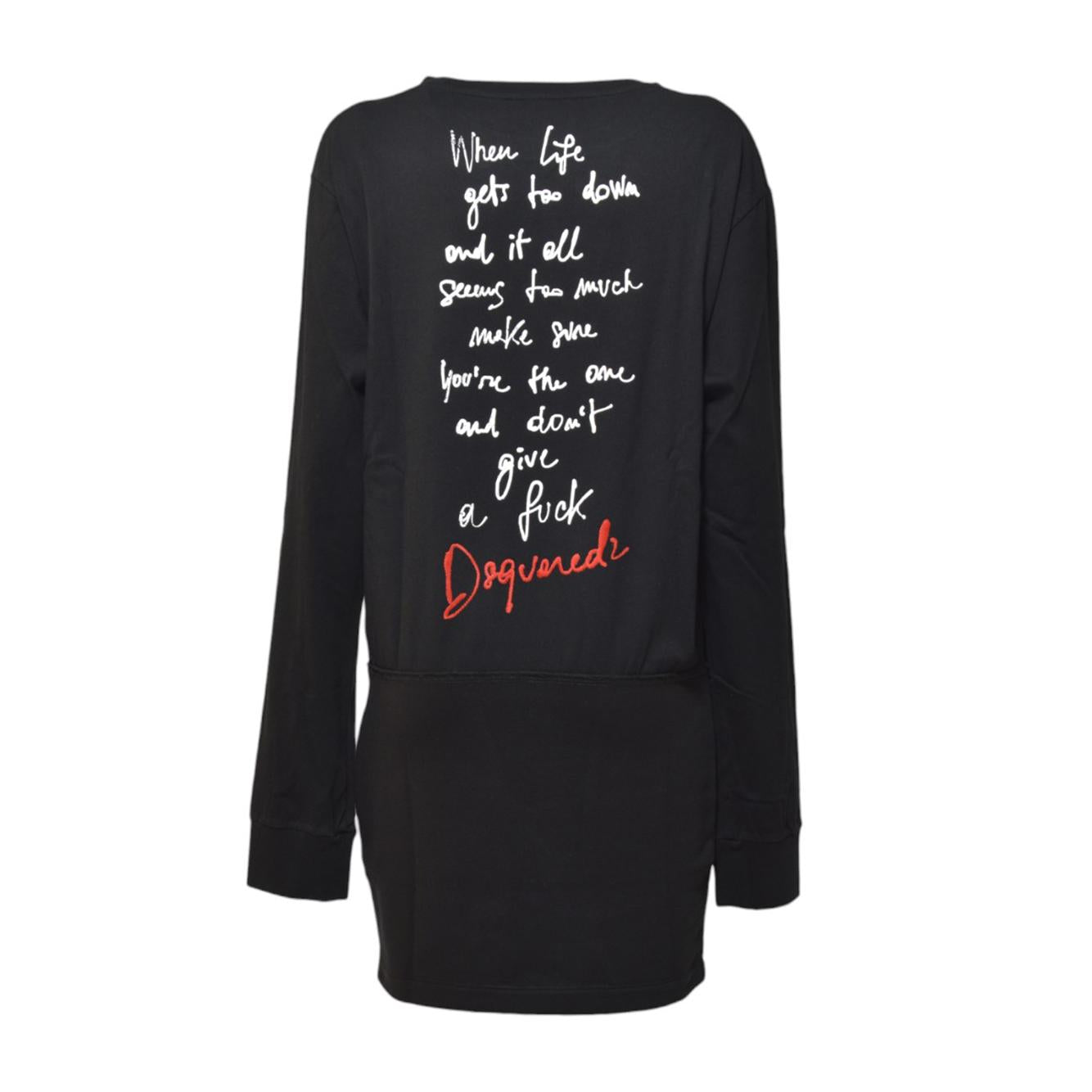 Abito Breezy in cotone nero con stampa posteriore Dsquared2