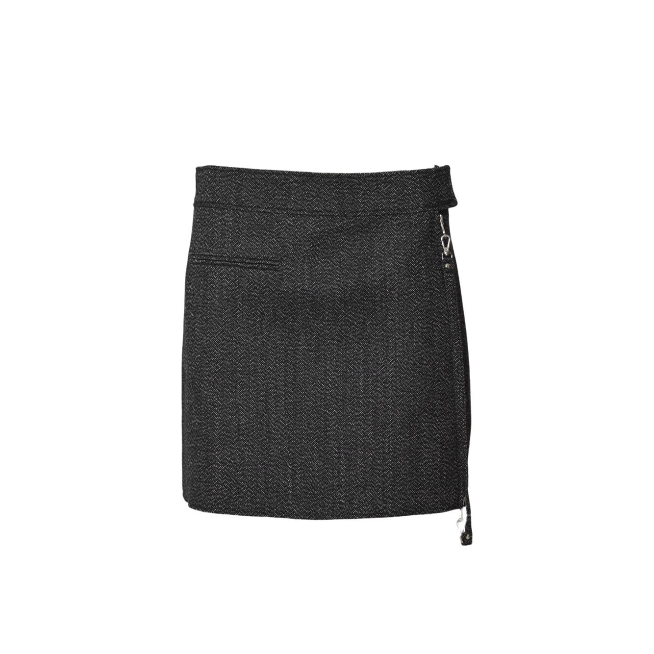 2-pocket zipped caviar mini skirt