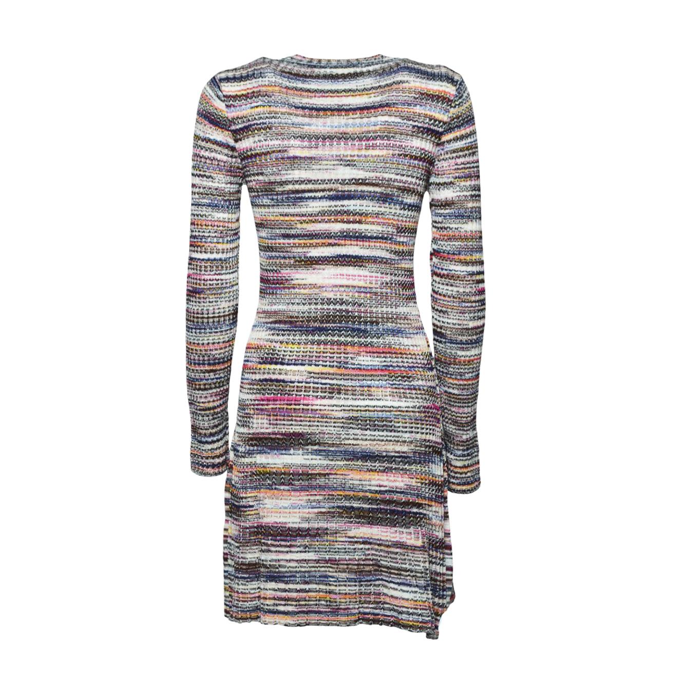 Mini-abito fiammato in lana e viscosa a costine multicolore Missoni
