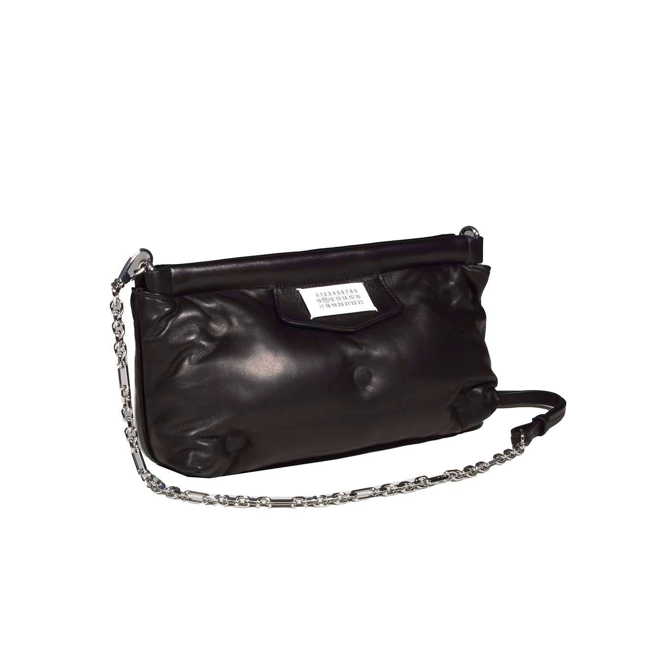Pochette Glam Slam red carpet in pelle nera Maison Margiela