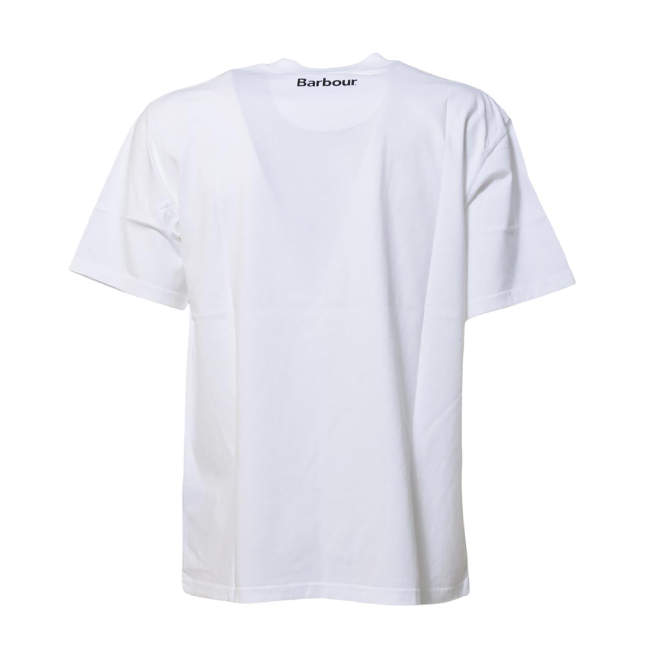 T-shirt All Weather in cotone bianco con stampa Barbour