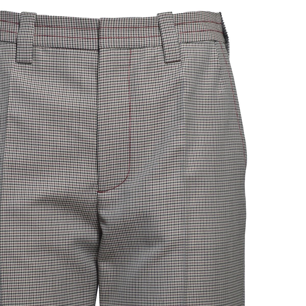 Pantalone dritto in misto lana con motivo pied-de-poule multicolore Marni