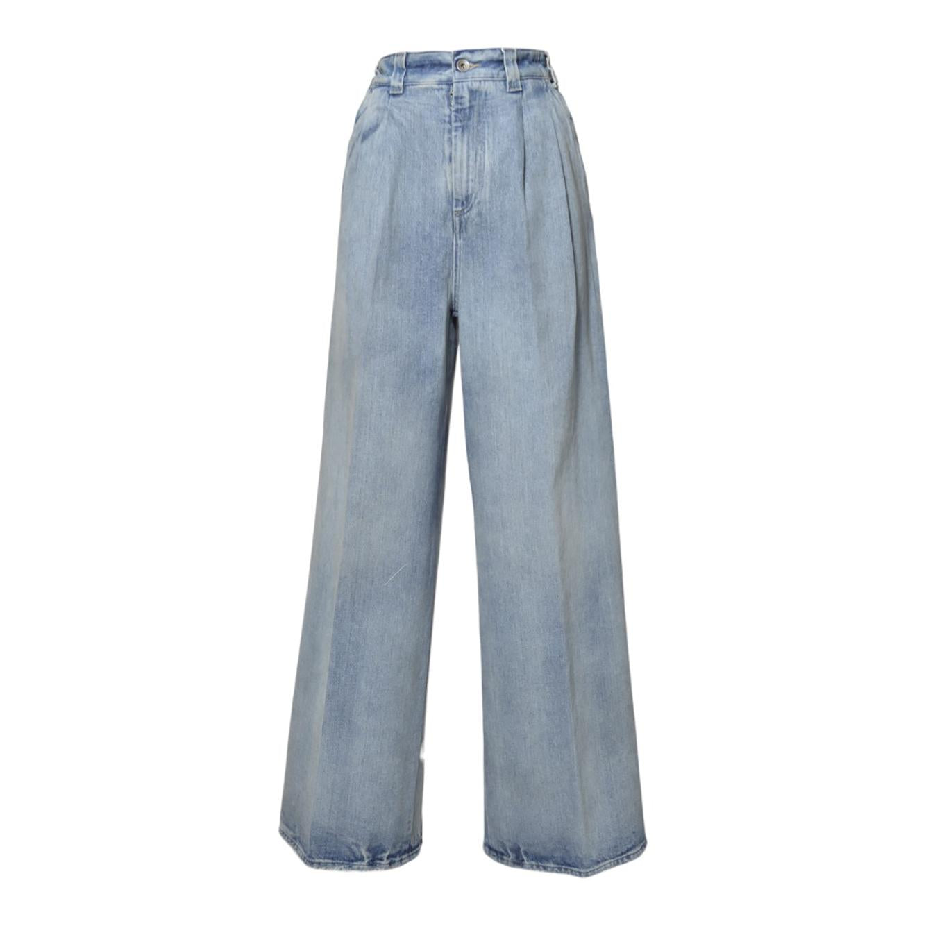 Jeans con pieghe in denim blu vintage Maison Margiela