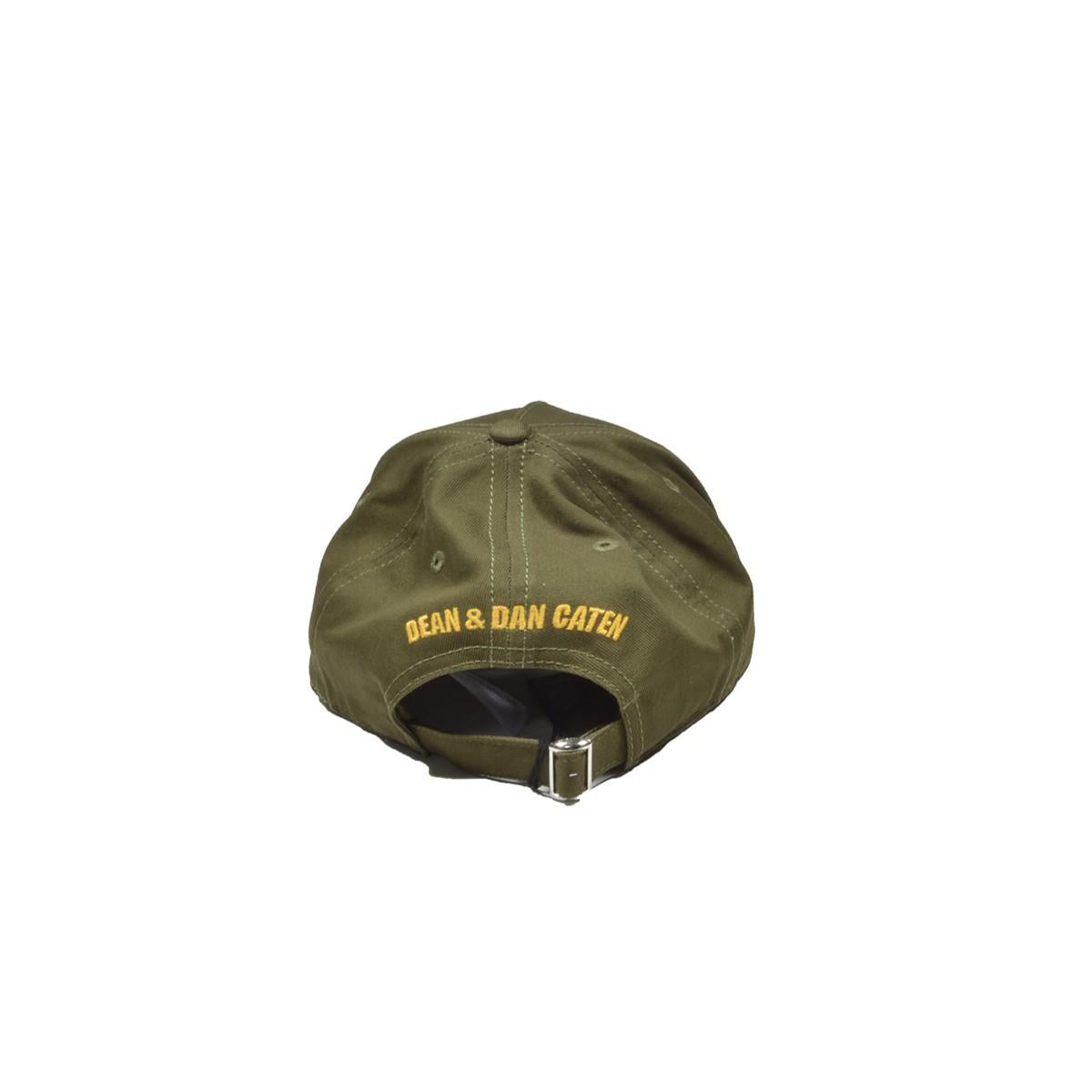 Cappello D2 1964 in cotone verde con ricamo Dsquared2 Junior