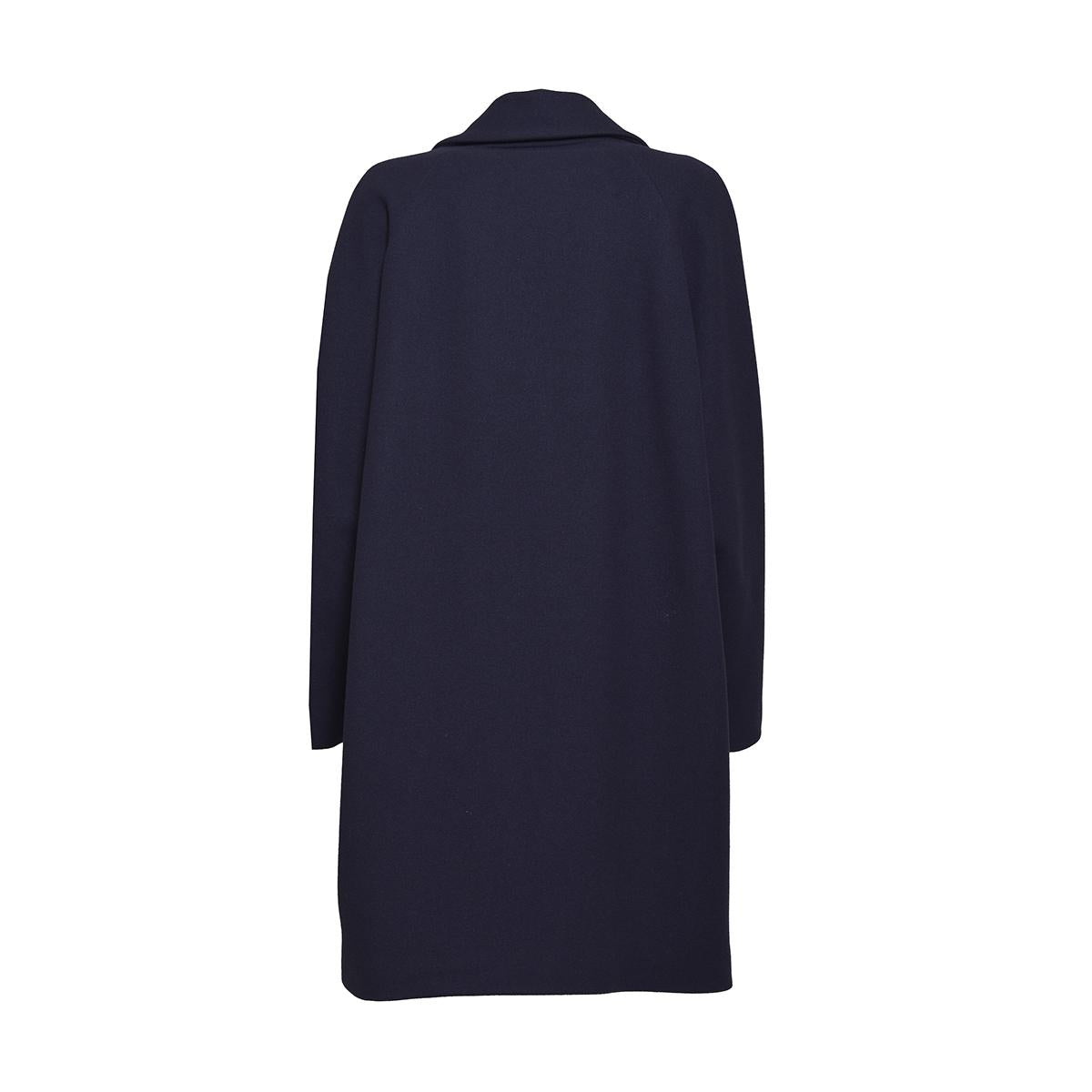 Cappotto monopetto in lana blu con dettaglio Bazar Deluxe
