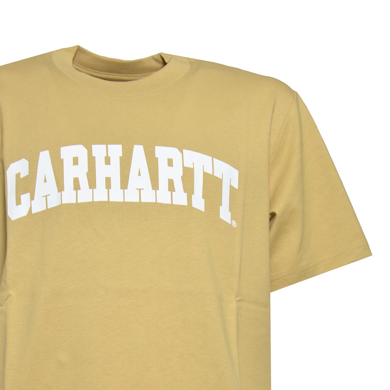 T-shirt University in cotone senape con stampa logo Carhartt Wip