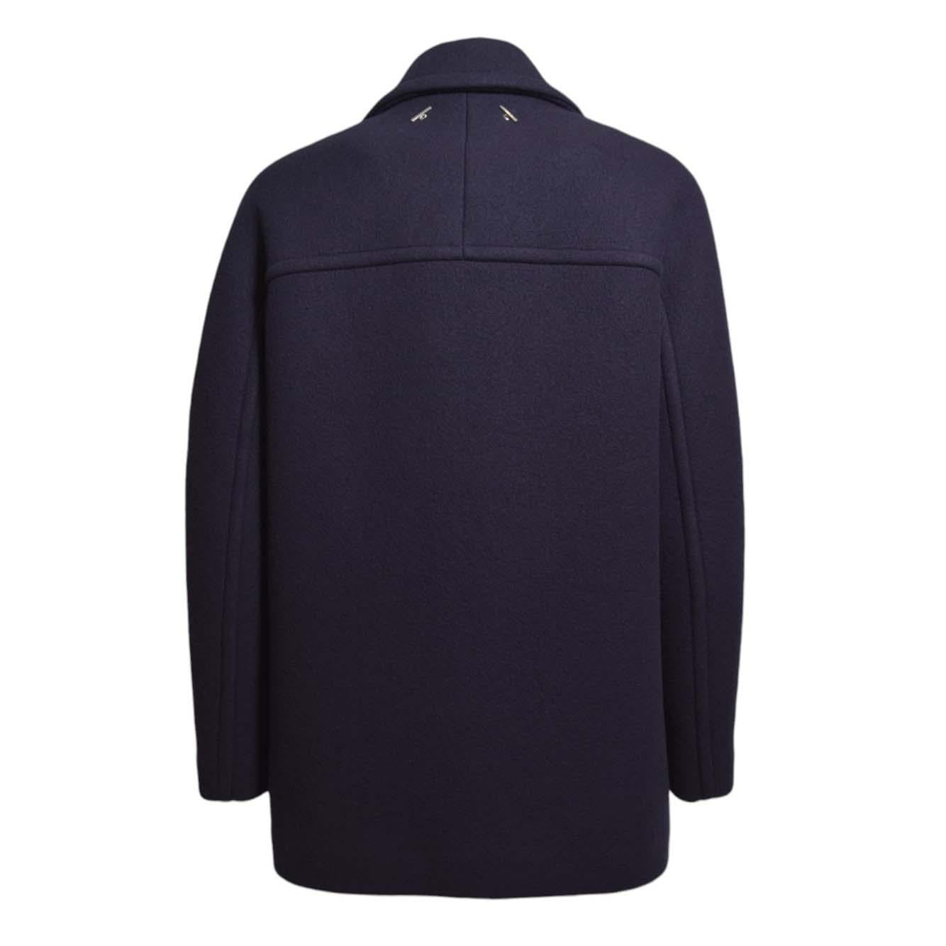 Cappotto corto in lana vergine blu Lanvin